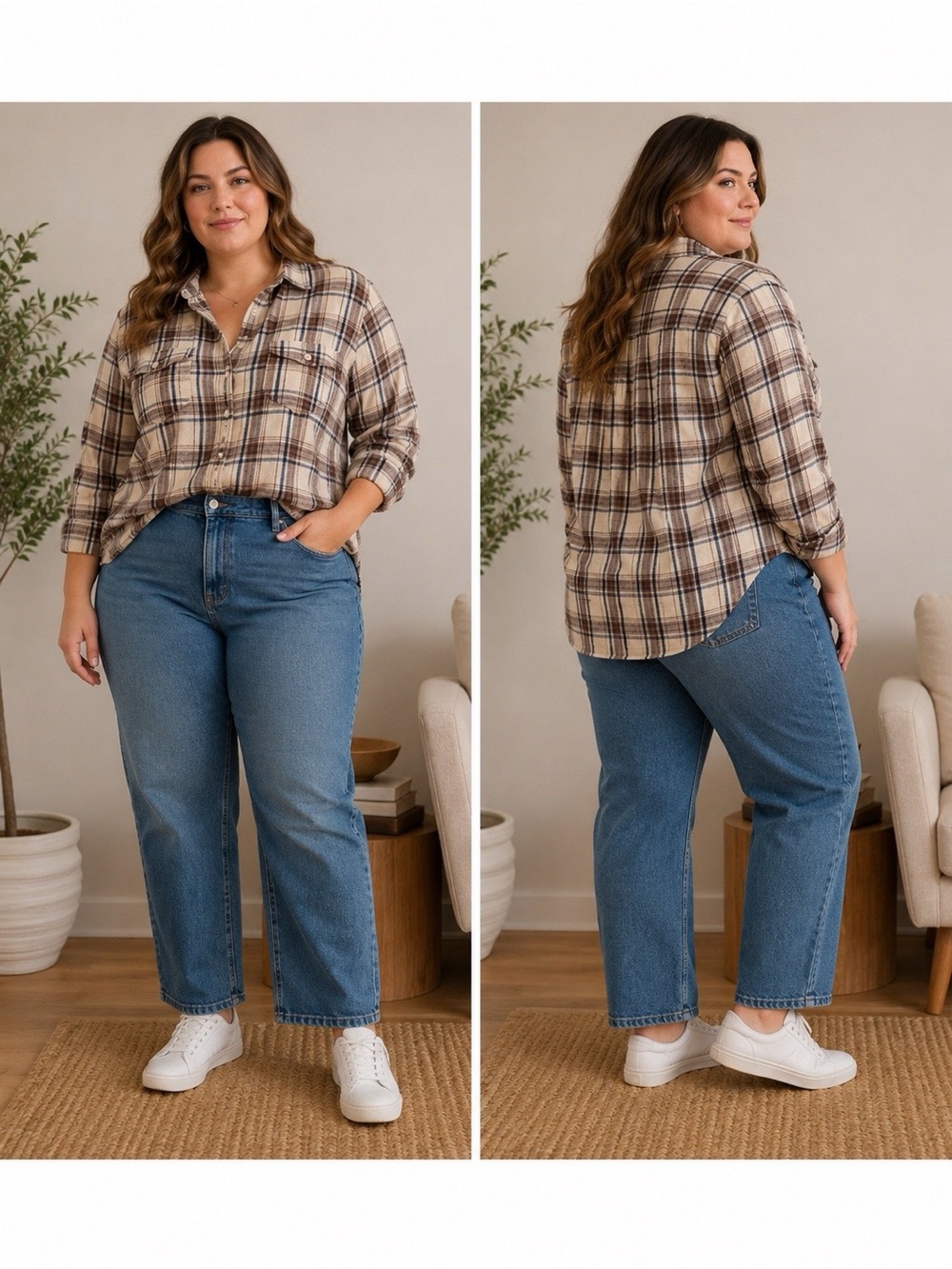 Womens Altar’d State Large L Brown Oversized Flannel Super Soft Pockets